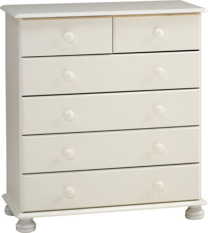 White 2 Over 4 Drawer Chest