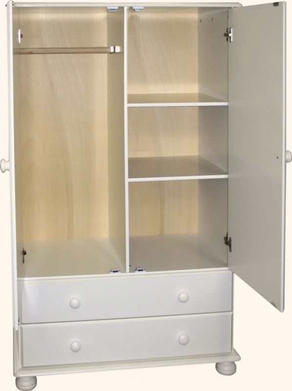 Malmo 2 Door 2 Drawer Combi Wardrobe with Shelves White