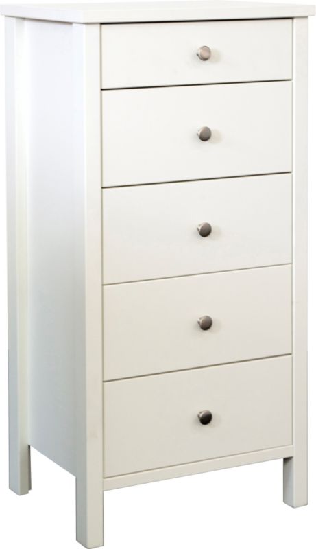 Bergen White 5 Drawer Chest