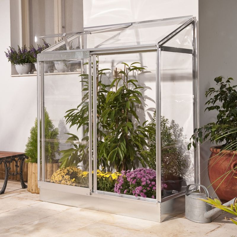 Lean-to 2x4 Greenhouse Clear/Silver Mill finish