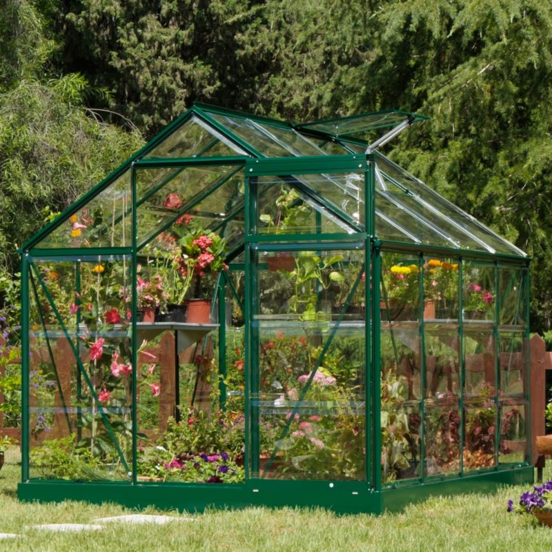 Model 10x6 Green Painted Greenhouse Frame Polycarbonate Glazing Base