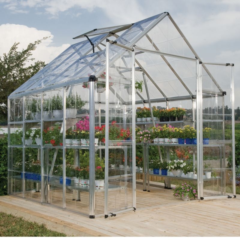 Model 8x8 Snap and Grow Double Door Greenhouse Aluminium Frame Base Polycarbonate Glazing