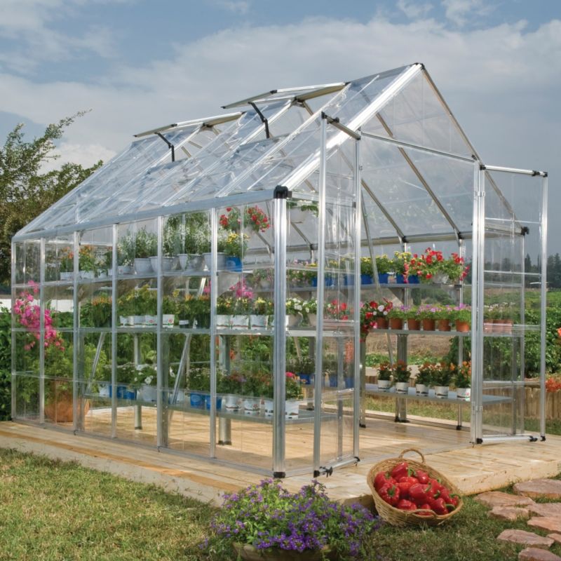 Model 8x12 Snap & Grow Double Door Greenhouse - Aluminium Frame + Base + Polycarbonate Glazing