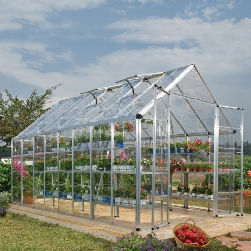 Model 8x16 Snap & Grow Double Door Greenhouse - Aluminium Frame + Base + Polycarbonate Glazing