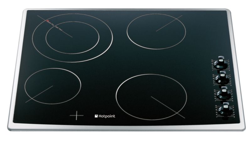 Hotpoint 60cm Ceramic Hob E6014X Black With A Stainless Steel Trim