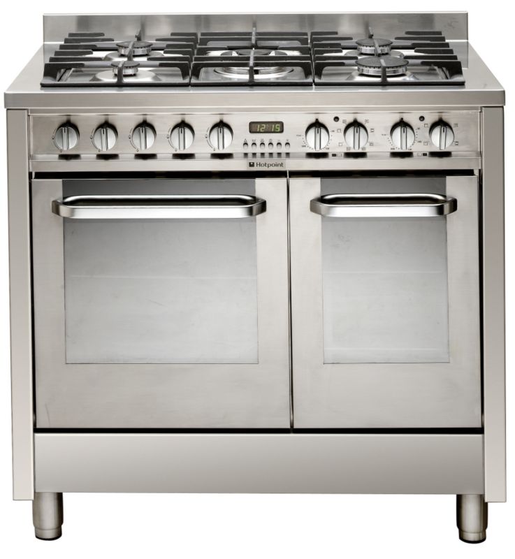 Save on this Hotpoint 90cm Dual Fuel Range Cooker Stainless Steel EG902X