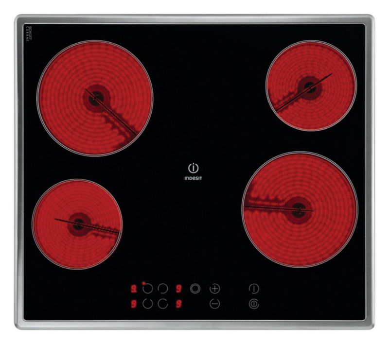 Indesit 60cm Touch Control Ceramic Hob BlackSteel Trim VRA640X