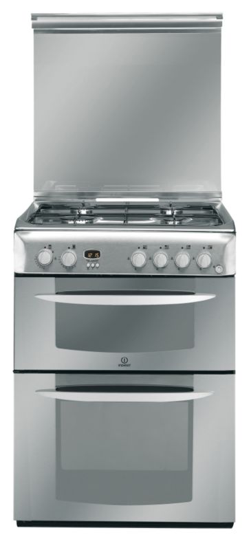 Indesit Freestanding Gas Double Oven Cooker 60cm Stainless Steel KD6G25SXIR