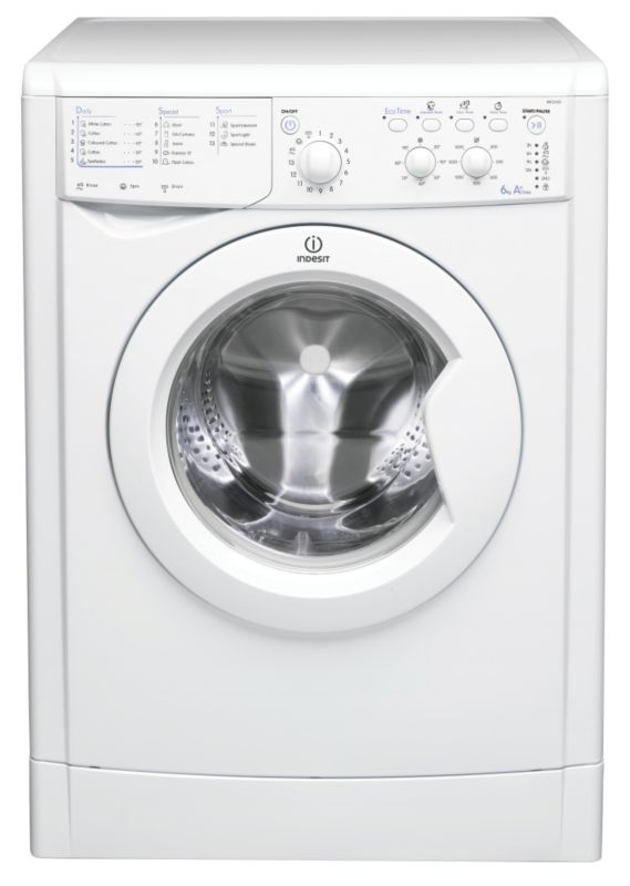 Indesit 6kg 1600 Spin Washing Machine Silver Effect IWC6165S H850 x W595 x D535mm