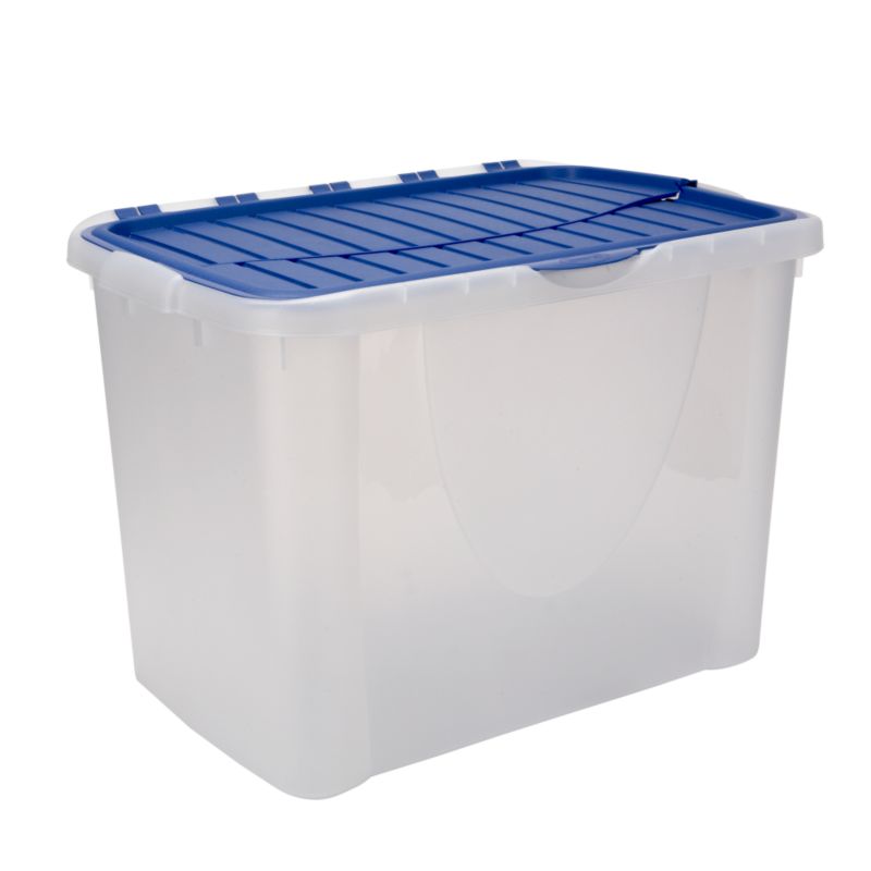 Flip Lid Box Clear/Blue 60 Litre