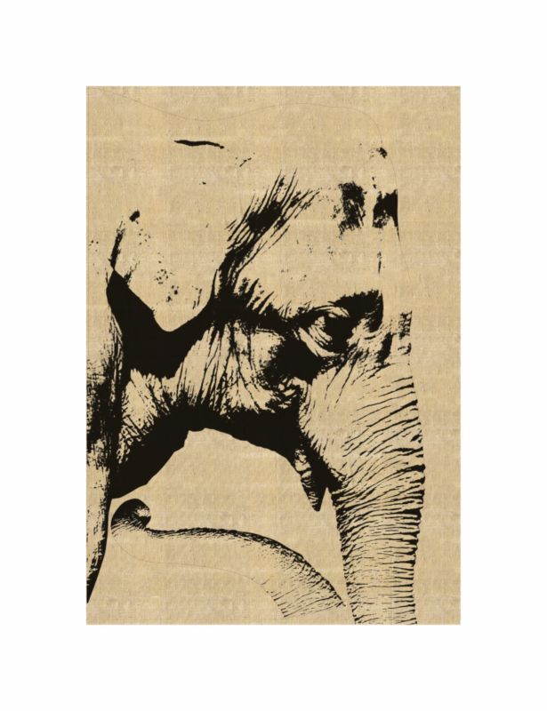 Natural Jute Elephant Giant Wallsticker Black 70x100cm