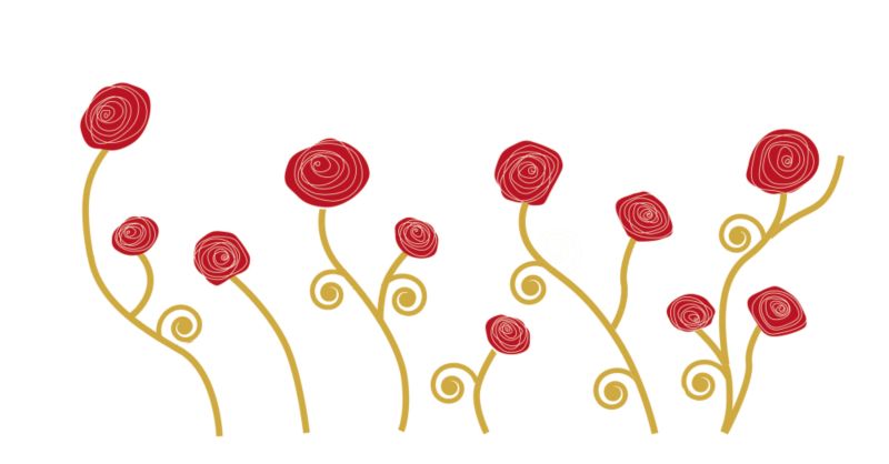 Flock Roses Wallsticker Red Gold 50X70Cm - Product image.