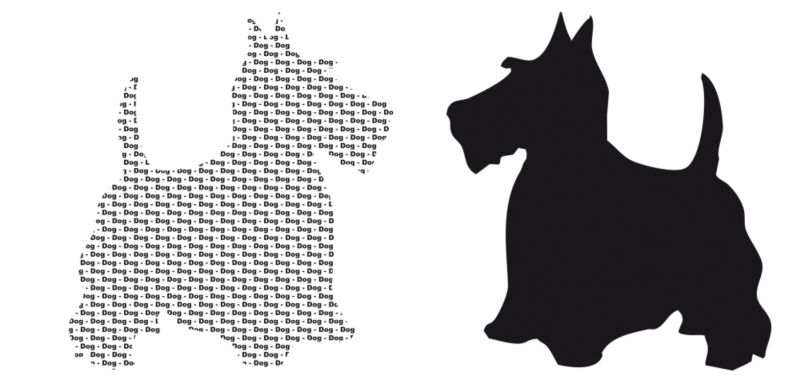 Flock Doggy Wallsticker BlackWhite 31x31cm