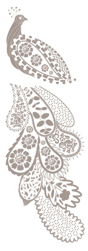 Glow In The Dark Satin Peacock Silver Wallsticker 35X100Cm - Product image.