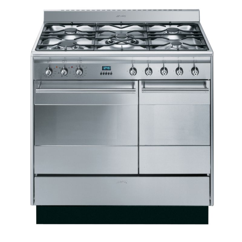 Save on this Smeg Double Oven And Gas Hob Stainless Steel SUK92MFX5 900mm
