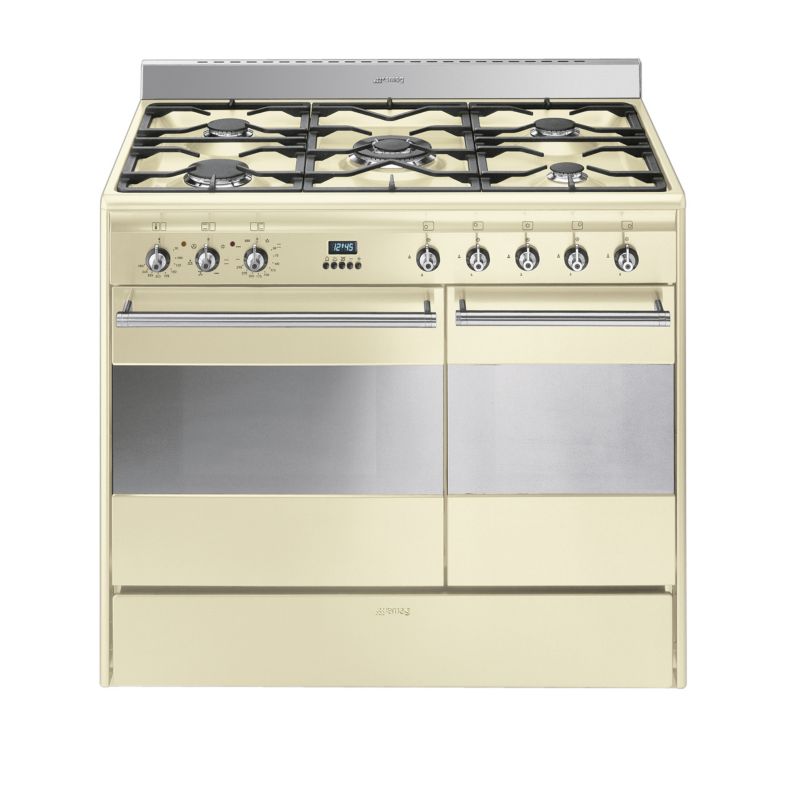 Smeg Double Oven And Gas Hob Cream SUK92MFP5 900mm