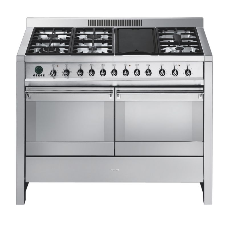Smeg Multifunction Electric Double Oven With Gas Hob Stainless Steel A46 1200mm