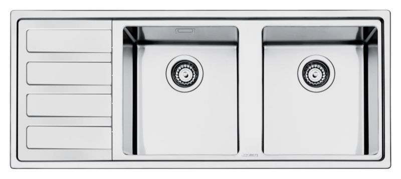 Smeg Mira 2 Bowl Left Hand Sink Stainless Steel
