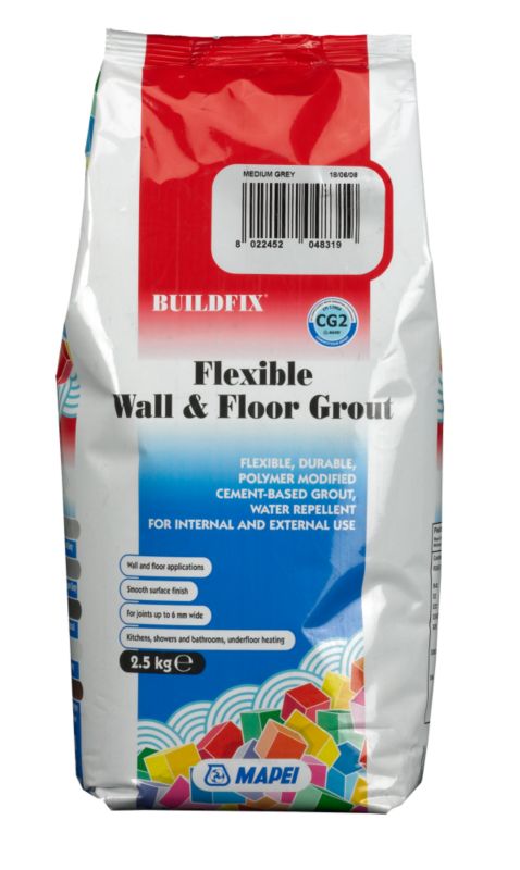 Buildfix Flexible Wall and Floor Grout Medium Grey 25kg
