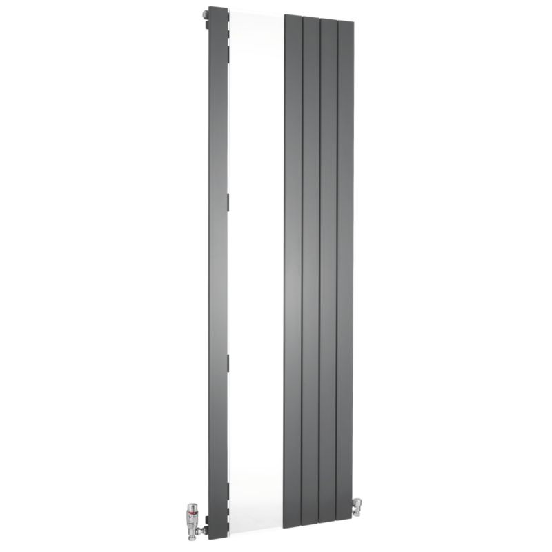 Vertirad Vertical Panel Radiator With Mirror Anthracite Grey (H)1800 x (W)595 x (D)66mm