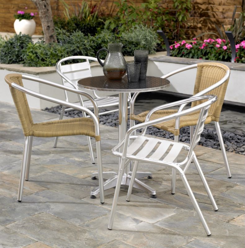 BandQ Tulsa Dining Set - Table, 2 Rattan Chairs