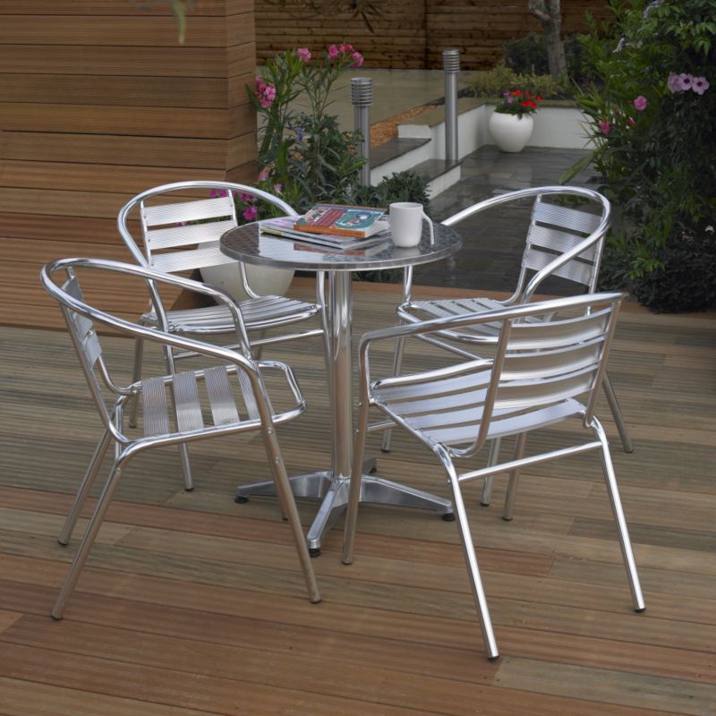 BandQ Tulsa Dining Set - Table and 4 Metal Chairs