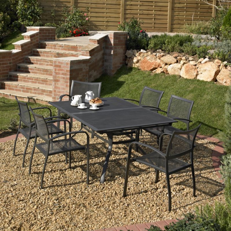 BandQ Boston Dining Set - Extending Table and 6