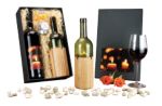 Set Holzdeko mit Teelicht und Wein 075l