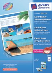 Avery Zweckform Laser fotopapier A4 Glanzend 200 g m2 210 x 297 mm Wit 100 Vel