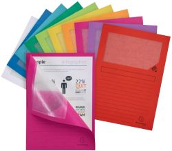 Exacompta L hoezen A4 Kleurenassortiment Gerecycleerd papier Met venster 100 Stuks