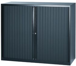 rs Protm Gelaste roldeurkast laag 2 legborden legborden Zwart 120 x 43 x 1029 cm