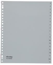 Niceday Tabbladen A4 Grijs 20 tabs A Z 23 gaats 230 x 297 mm