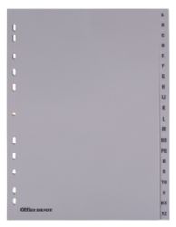Office Depot Alfabetische tabbladen A Z A4 Grijs Polypropyleen 120 m 20 tabs 11 gaats 225 x 297 mm