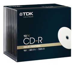 Pack 10 CD R imprimibles en Slim case