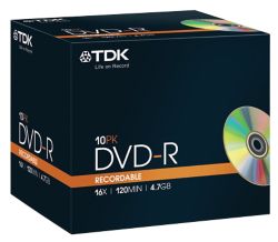Pack 10 DVD R 47 GB Slim case TDK