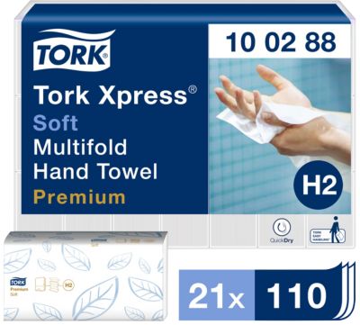 21 Paquets d essuie mains blanc double epaisseur pliage enchevetre Tork Premium doux 21 x 34 cm