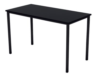 Table rectangulaire multi usages plateau noir frene pietement noir L120 x l60 x h74 cm