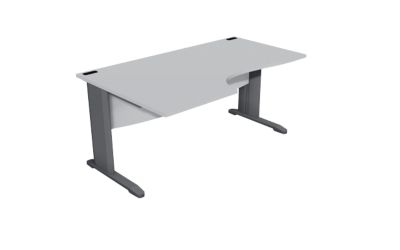 Bureau compact 90 L160 cm Gamme Optimal EVO retour a gauche pieds anthracite plateau gris