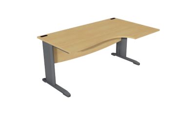 Bureau compact 90 L160 cm Gamme Optimal EVO retour a droite pieds anthracite plateau hetre