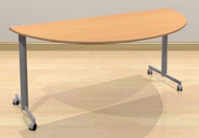Table de reunion 1 2 ronde Flip Flap merisier L160 x p80 x h74 cm