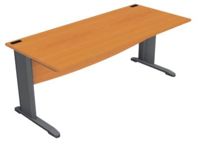 Bureau droit L 180 cm Gamme Optimal EVO pieds anthracite plateau poirier