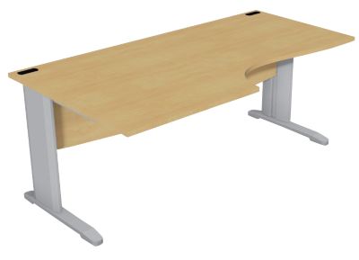 Bureau compact 90 L180 cm Gamme Optimal EVO retour a gauche pieds aluminium plateau hetre