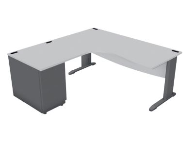 Plan compact 90   Gamme Optimal EVO L 180 cm  retour caisson porteur a gauche pied et coffre anthracite plateau gris