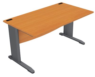Bureau droit L 140 cm Gamme Optimal EVO pieds anthracite plateau poirier