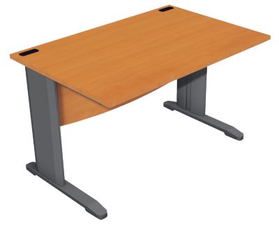 Bureau droit L 120 cm Gamme Optimal EVO pieds aluminium plateau poirier