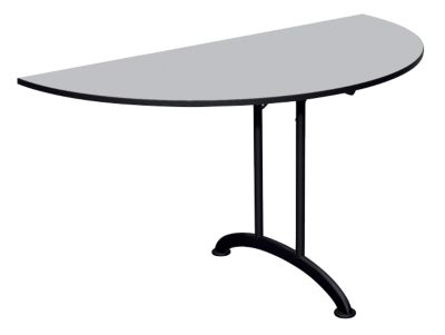 Table de reunion demi ronde pliante Mobilis EVO o140 x p70 cm finition gris bordure de plateau et pied noir