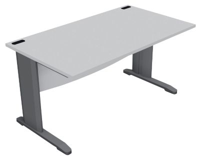 Bureau droit L 140 cm Gamme Optimal EVO pieds anthracite plateau gris