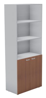 Armoire haute portes pleines basses melamine Cerisier Gamme London