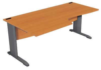 Bureau compact 90 L180 cm Gamme Optimal EVO retour a gauche pieds anthracite plateau poirier