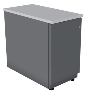 Caisson 2 tiroirs avec coffre anthracite et plateau gris l42 x p80 x h72 cm